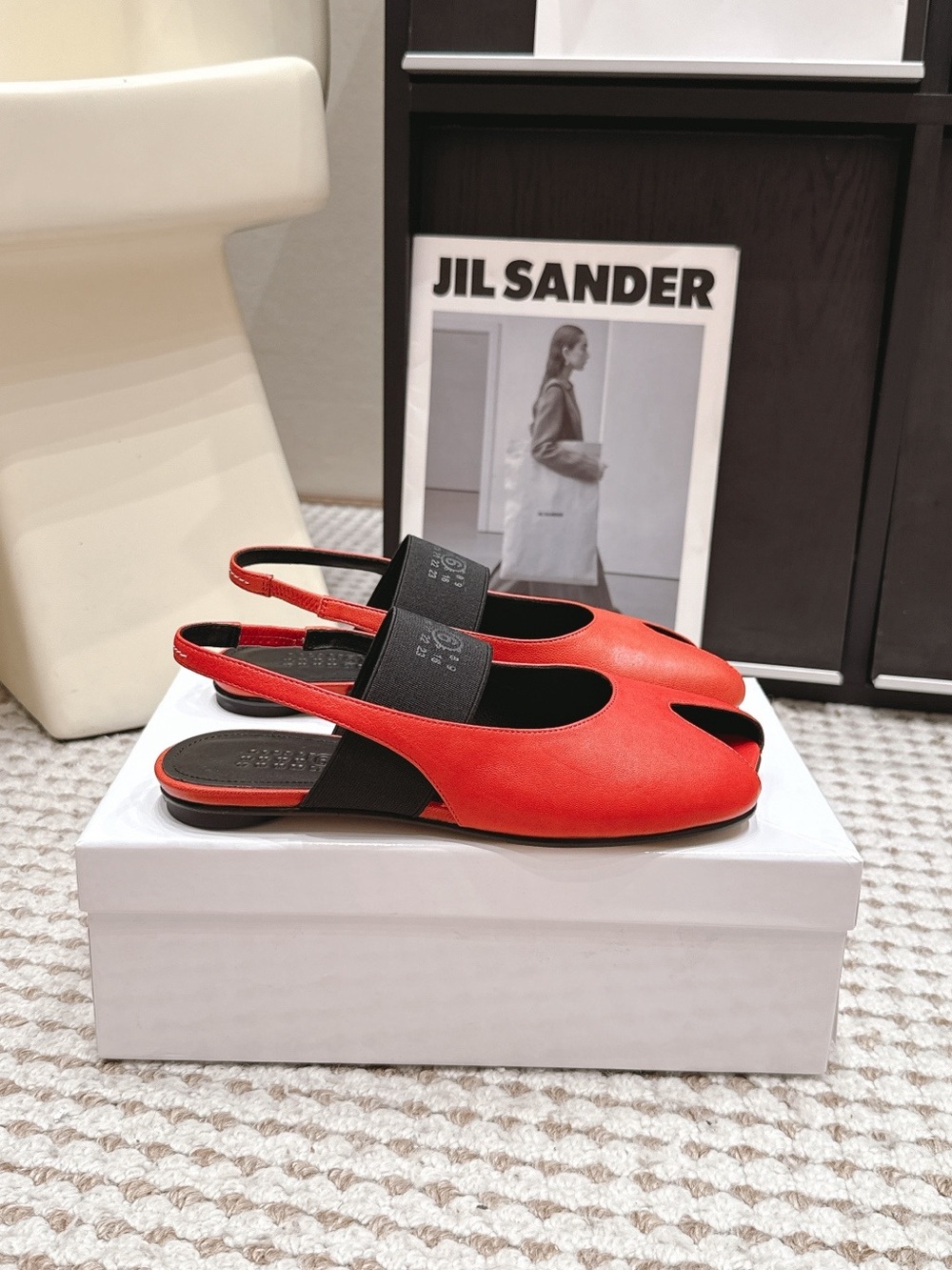 Maison Martin Margiela Red Leather Open-Toe Slingback Mules - Picture 2 of 9